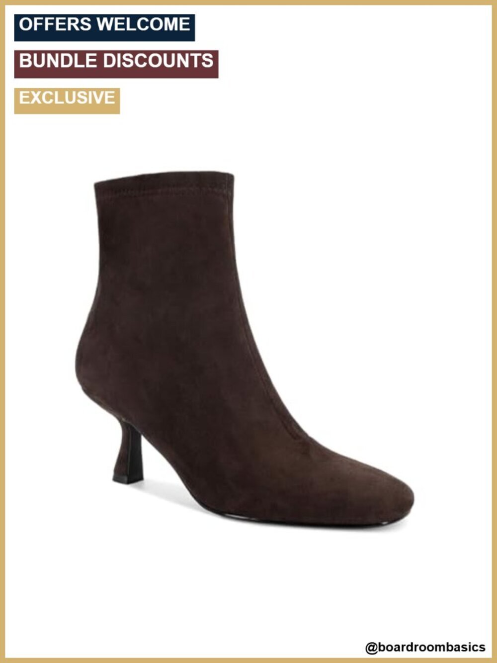 Kitten Heel Ankle Boots Square Toe Side Zipper Comfortable Fashion Booties